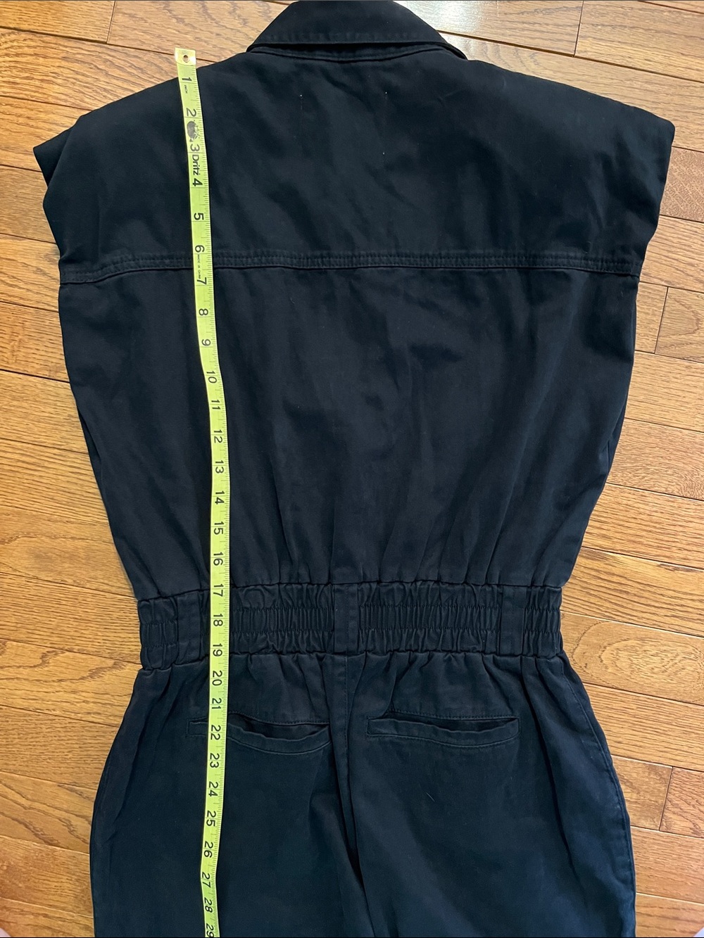 Pistola Rosie Padded Shoulder Black Cotton Jumpsuit - Picture 14 of 16